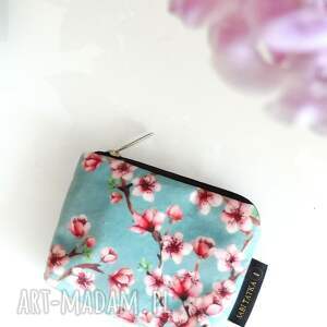 portfel card holder kwiatuszki, etui na karty, welurowy portfelik