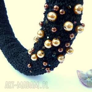 naszyjnik ze sznurka lnianego kolia z perłami, new fashion, natura