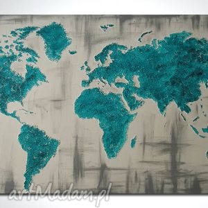obraz 96x54 - mapa świata 3d 06 ręcznie malowana