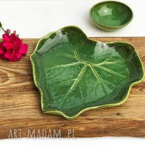 handmade ceramika patera ceramiczna - talerz dekoracyjny - liść