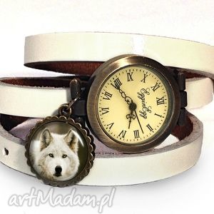 handmade zegarki wilk - zegarek/bransoletka na skórzanym pasku