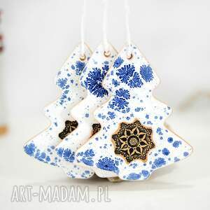handmade święta prezent ceramiczne ozdoby świąteczne choinki - zima
