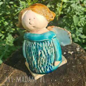 Aniołek ceramiczny 8 cm - błyszczące szkliwa i ręczne wykonanie - prezent do domu