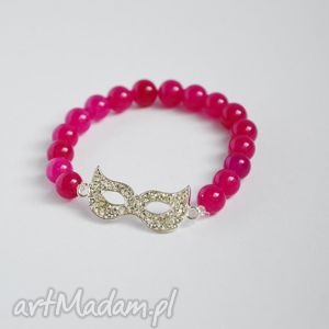 ręcznie zrobione bracelet by sis: cyrkoniowa maska w różowym jadeicie