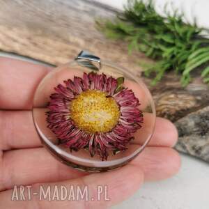 handmade naszyjniki naszyjnik z bordowym kwiatem w żywicy z1123