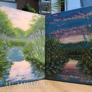 Prezent ZESTAW RĘCZNIE MALOWANYCH OBRAZÓW - DYPTYK NIEPOWTARZALNYCH