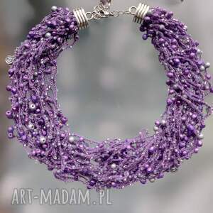 Prezent Naszyjnik Boho Fioletowy Mix Koralików Róża