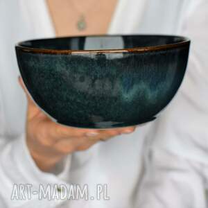 ręczne wykonanie ceramika miska ceramiczna ciemna zieleń morska 500ml