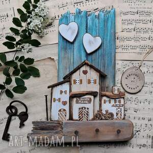 pracownia na deskach rustykalny wieszak z domkami no 2, klucze