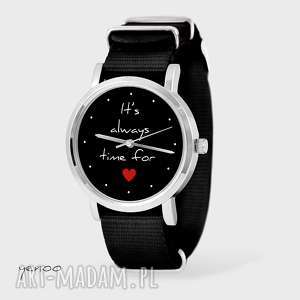 handmade zegarki zegarek, bransoletka - it is always time for love, czarny - czarny