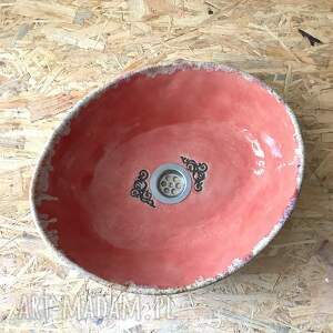 handmade ceramika umywalka ręcznie robiona „na różowo”