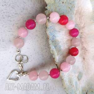 Bransoletka z jadeitem w różnych odcieniach różu a982