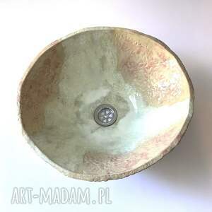 handmade ceramika umywalka ceramiczna koronka w różu