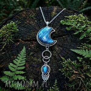magia księżyca, labradoryt, długi naszyjnik, naszyjnik z labradorytem, srebro