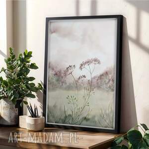 Oryginalna akwarela A3. Łąka, trawa, sztuka, plakaty