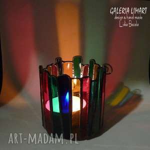 lampion, świecznik z kolorowego szkła witrażowego prezent lux dla kochających