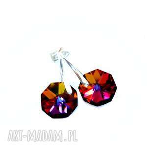 wkrętki swarovski octagon 14mm volcano posrebrzane