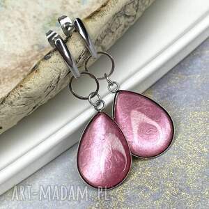 Kolczyki łezki w odcieniu perłowego różu Aysen e5/47, różowe