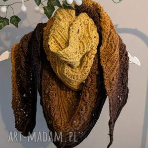 ręcznie robiona chusta szydełkowa - kokonek classic maple syrup prezent handmade