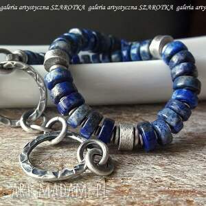 handmade blue - silver bransoletka z lapisu i srebra