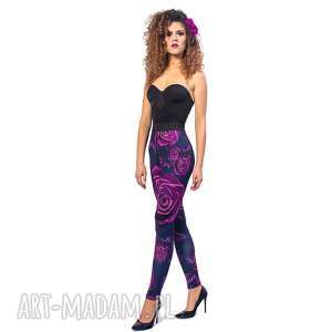 legginsy z drukiem - magic rose kwiaty modne getry