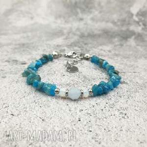 omnis lapis bransoletka lazurowy błękit - apatyt, jadeit, akwamaryn