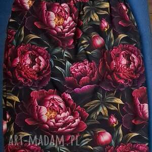spódniczka piwonie handmade dresówka, samauszyłam