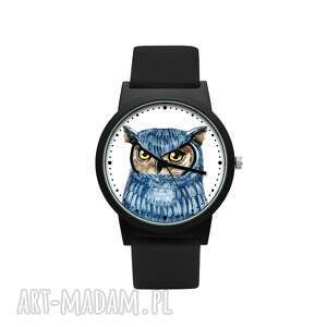 zegarek z silikonowym paskiem sowa puchacz, ptak, ornitolog las, oryginalny, prezent
