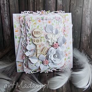 ręcznie robione scrapbooking kartki pamiątka komunii świętej