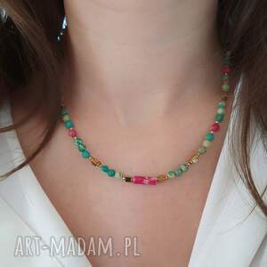 z kolorowym jaspisem, naszyjnik z kamieni, hematyt