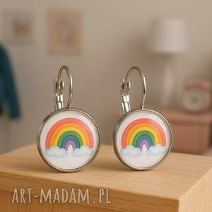 kolczyki wiszące tęcza - kolorowe, ręcznie robione, prezent dla nastolatki