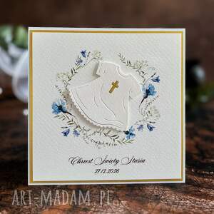Elegancka kartka z okazji chrztu świętego chłopca, c47b, pamiątka, na chrzest, handmade
