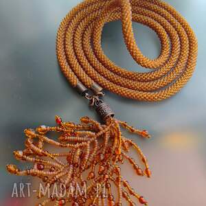 Lariat, naszyjnik - bursztynem