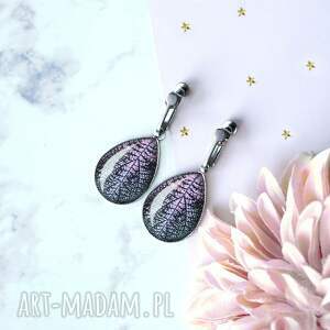 niebanalne klipsy z motywem zdjęcia w szkle - liść korfu prezent