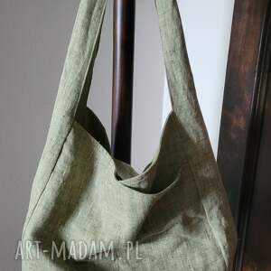 handmade na ramię torba lniana dwustronna100% naturalny len 49x38 cm
