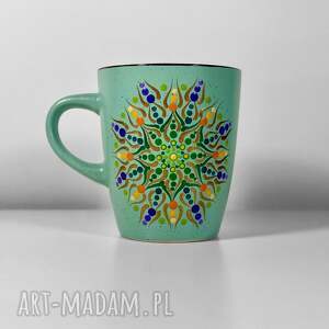 ceramika unikalny kubek z ręcznie malowaną mandalą prezent