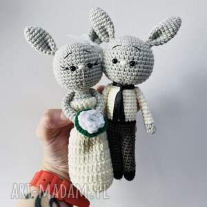 młoda para króliczki prezent ślubny handmade maskotki ślubne pamiątka