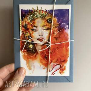 kartki zodiak - lew wydruk w rozmiarze pocztówki, ilustracja znaku zodiaku