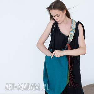 handmade na ramię kolorowa lniana torbo boho