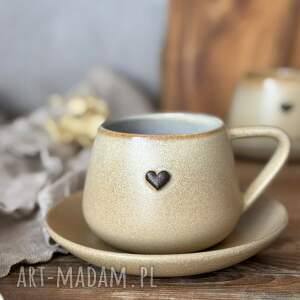 Prezent Filiżanka ze spodkiem beczułka 250 ml w stylu boho - Pustynny