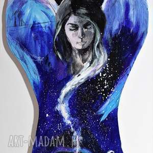 "anioł czuwający" obraz akrylowy na drewnie artystki adriany laube anioł