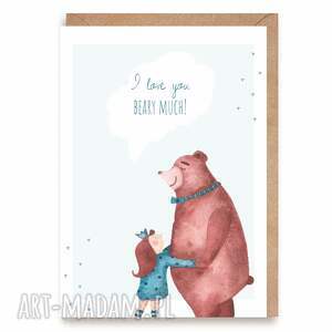 kartka walentynkowa z misiem - romantyczny karnet miłosny napisem love you
