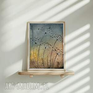 akwarela A5 łąka, sztuka plakaty, kwiaty