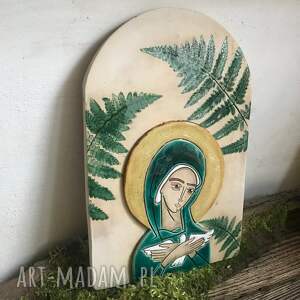 ikona ceramiczna z wizerunkiem matki bożej - pneumatofora matka boża, chrzest