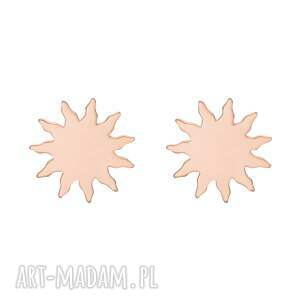 słoneczka z różowego złota, kolczyki, sztyfty, słońce