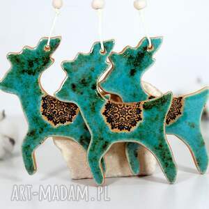 turkusowy renifer - ceramiczny ozdoba choinkowa ozdoby ceramiczne
