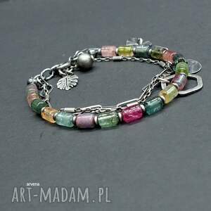 turmaliny - bransoletka 019, biżuteria autorska, srebro oksydowane nowoczesna