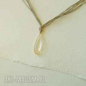 elizabeth lniany naszyjnik z kryształem kryształowy wisiorek, wisiorek łezka