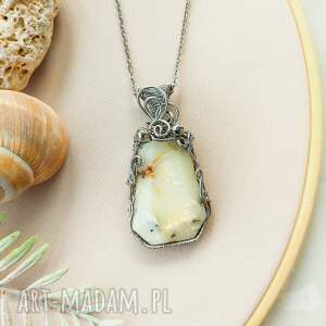 handmade naszyjniki naszyjnik opal dendrytowy stal chirurgiczna wisiorek handmade