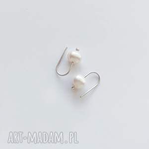 okrąg kolczyki, perła, srebro, zmatowione, święta